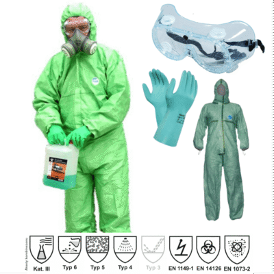 Zestaw ochronny - kombinezon + okulary + rękawice