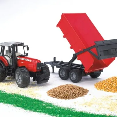 Zabawka traktor - Traktor Massey Ferguson 7480 z przyczepą wywrotką ZESTAW - 02045 - BRUDER
