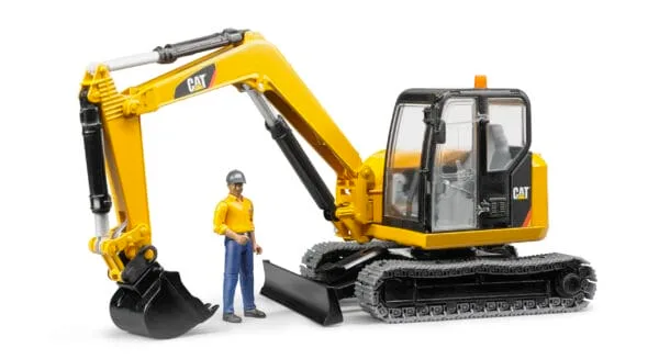 Minikoparka CAT z figurką robotnika - 02466 - BRUDER