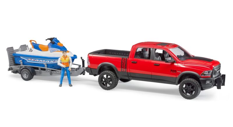 Auto Dodge RAM 2500 Power Wagon z przyczepą i skuterem wodnym – ZESTAW – 02503 – BRUDER