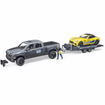 Auto Dodge RAM 2500 Power Wagon z lawetą i autem Roadster Racing Team - ZESTAW - 02504 - BRUDER