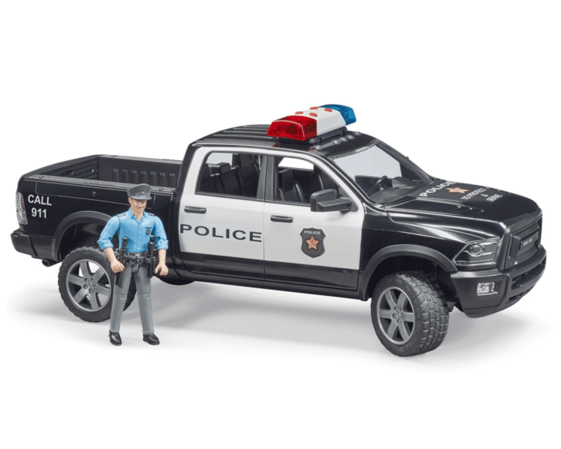 Radiowóz pickup z figurką policjanta – Auto Dodge RAM 2500 Power Wagon – ZESTAW – 02505 – BRUDER
