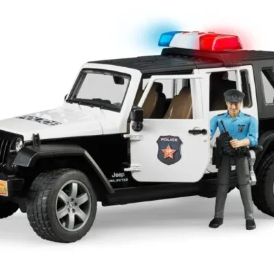 Zabawka samochód - Auto Jeep Wrangler Unlimited Rubicon policyjny z figurką policjanta - 02526 - BRUDER