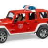 Auto Jeep Wrangler Unlimited Rubicon straż pożarna z figurką strażaka i z modułem - 02528   BRUDER