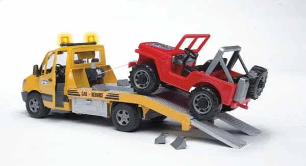 Laweta Mercedes Sprinter - pomoc drogowa + Jeep i sygnalizacja - ZESTAW - 02535 - BRUDER