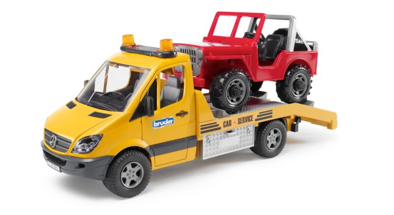 Laweta Mercedes Sprinter – pomoc drogowa + Jeep i sygnalizacja – ZESTAW – 02535 – BRUDER