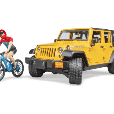 Auto - Jeep Wrangler Unlimited Rubicon z rowerem górskim i figurką  kolarza  - 02543 - BRUDER