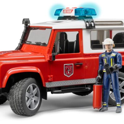 Auto Land Rover Defender - Straż pożarna z figurką strażaka i modułem - 02596 - BRUDER