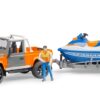 Auto Land Rover Defender - Pickup z przyczepą i skuterem wodnym - ZESTAW - 02599 - BRUDER