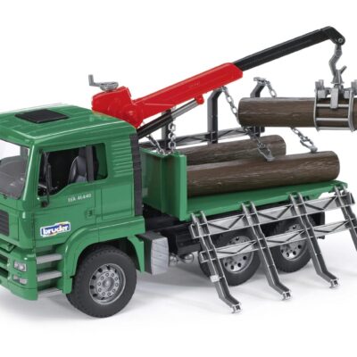 Ciężarówka MAN z żurawiem (HDS) i pniami - 02769 - BRUDER