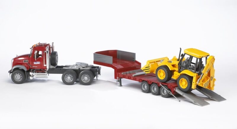 Ciężarówka MACK z naczepą i koparko-ładowarką JCB – ZESTAW – 02813 – BRUDER