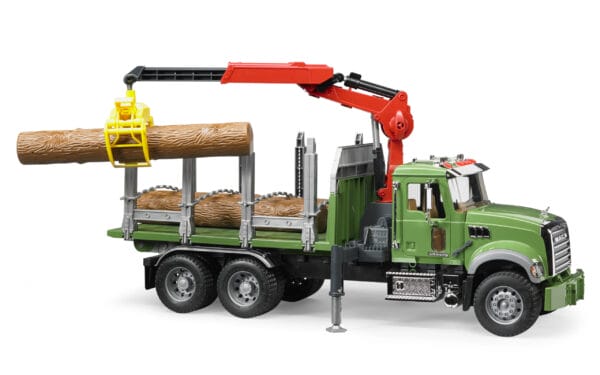 Ciężarówka MACK Granite z dźwigiem (HDS) przyczepą i pniami - 02824 - BRUDER 2