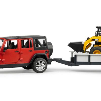 Auto Jeep Wrangler Rubicon z przyczepą 1-osiową  + miniładowarka CAT - ZESTAW - 02925 - BRUDER