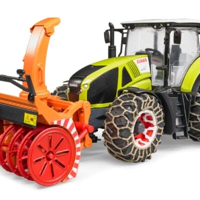 Traktor Claas Axion 950 z pługiem śnieżnym i łańcuchami na kołach - 03017 - BRUDER