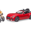 Auto Roadster czerwone z rowerem górskim i kolarką - 03485 - BRUDER