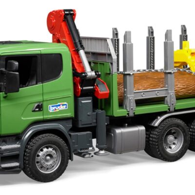 Ciężarówka Scania R z żurawiem (HDS) i pniami - 03524 - BRUDER