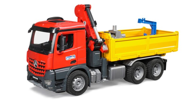 Ciężarówka – Wywrotka skrzyniowa Mercedes Benz Arocs z dźwigiem i akcesoriami – 03651 – BRUDER