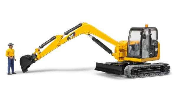 Minikoparka CAT z figurką robotnika - 02466 - BRUDER