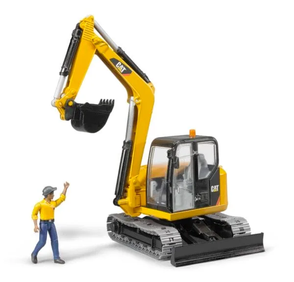 Minikoparka CAT z figurką robotnika - 02466 - BRUDER