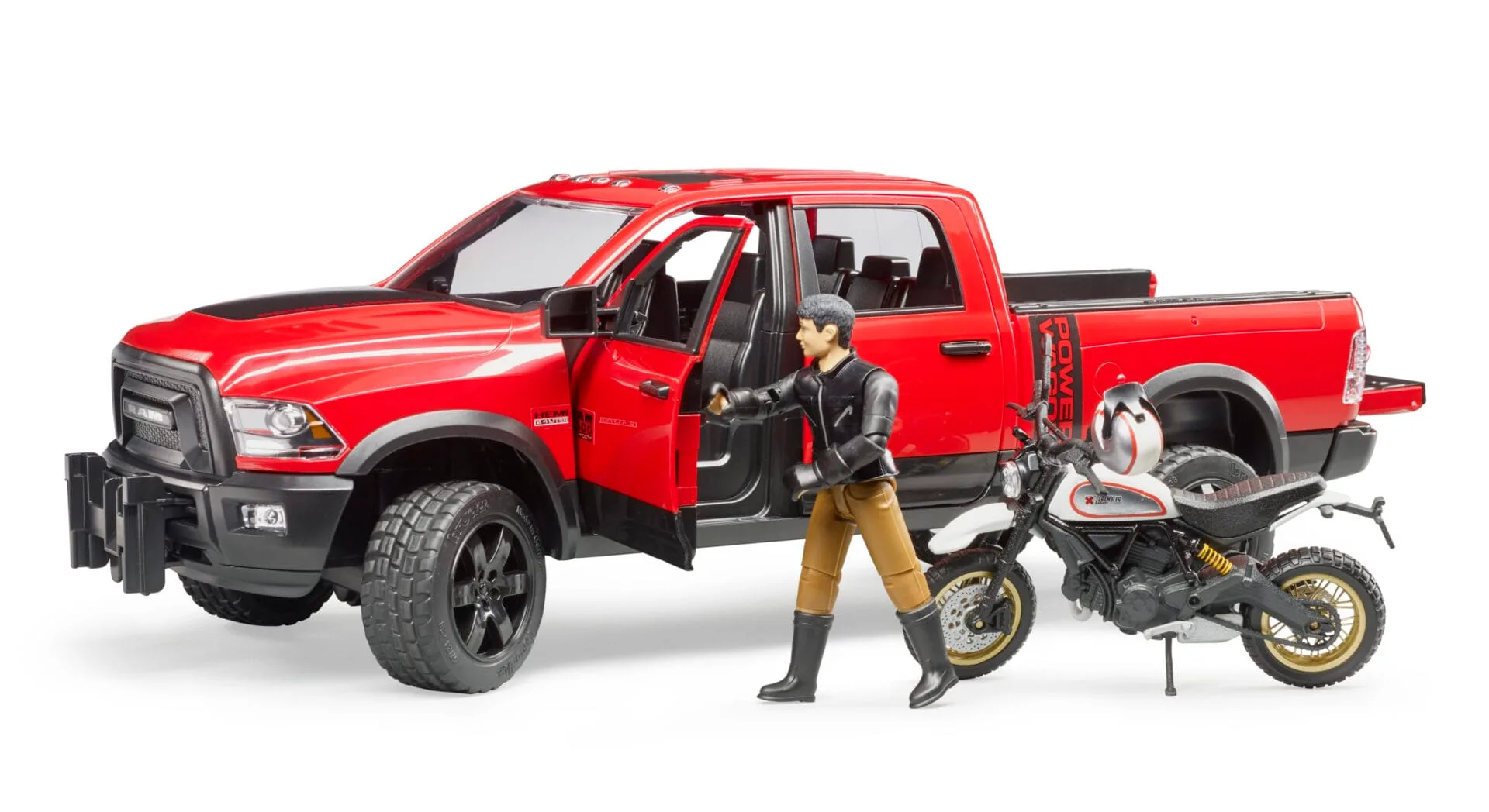Auto Dodge RAM 2500 Power Wagon z motocyklem DUCATI - ZESTAW - 02502 - BRUDER 4 Auto Dodge RAM 2500 Power Wagon z motocyklem DUCATI - ZESTAW - 02502 - BRUDER