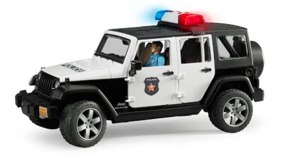 Auto Jeep Wrangler Unlimited Rubicon policyjny z figurką policjanta - 02526 - BRUDER
