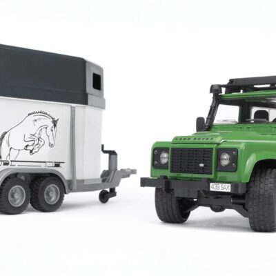 Auto Land Rover Defender - z przyczepą dla konia i figurką konia - ZESTAW - 02592 - BRUDER