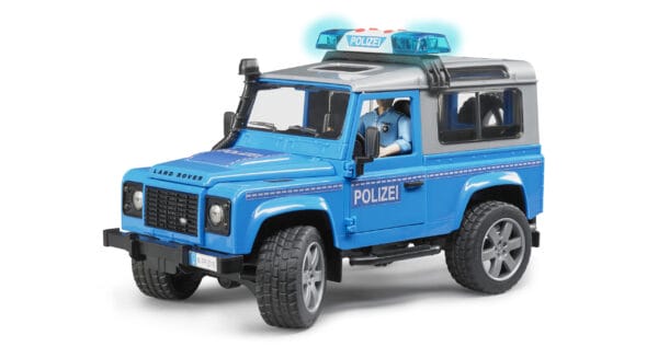 Auto Land Rover Defender - policyjny niebiesko srebrny z figurką policjanta i modułem - 02597 - BRUDER 4