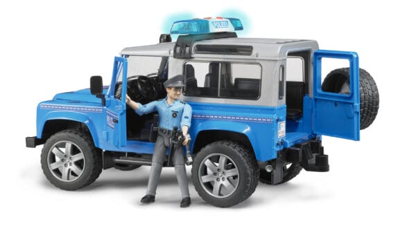 Auto Land Rover Defender - policyjny niebiesko srebrny z figurką policjanta i modułem - 02597 - BRUDER 5