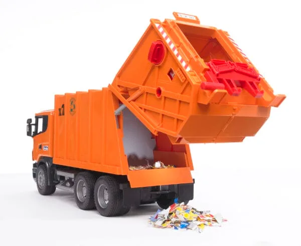 Śmieciarka pomarańczowa SCANIA R - 03560 - BRUDER