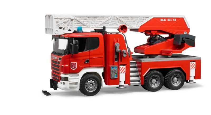 Straż pożarna Scania R – z pompą wodną i modułem światło-dźwięk – 03590 – BRUDER