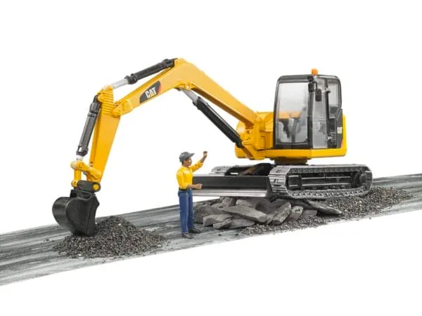 Minikoparka CAT z figurką robotnika - 02466 - BRUDER