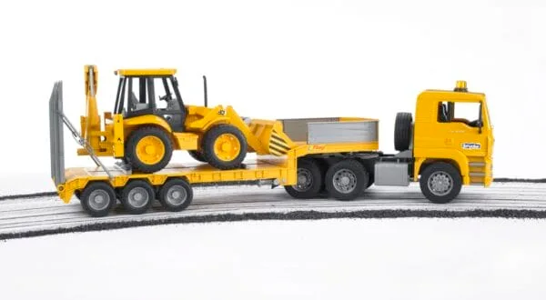 Ciężarówka z naczepą MAN TGA oraz koparko-ładowarką JCB 4CX - 02776 i 02428 - ZESTAW - BRUDER