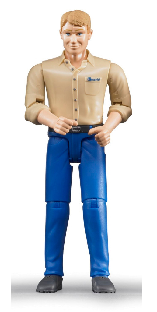 Figurka mężczyzny białego w niebieskich dżinsach - 60006 - BRUDER 1