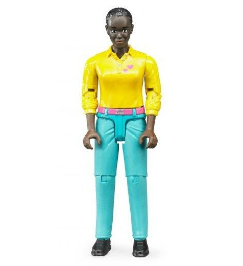 Figurka kobiety czarnoskórej w turkusowych dżinsach - 60404 - BRUDER 1