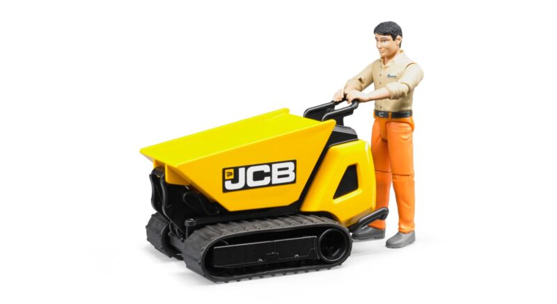 Miniwywrotka gąsienicowa JCB HTD 5 z figurką pracownika budowlanego – 62004 – BRUDER