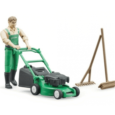 Figurka ogrodnika z kosiarką  i akcesoriami - 62103 - BRUDER