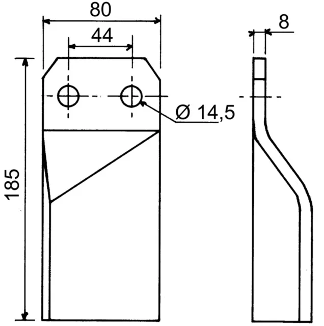 Nóż frezujący - Prawy - 80X8X180 Rozstaw 44 Otwór T14,5 - ZAMIENNIK - 26100417 - Maschio Gaspardo