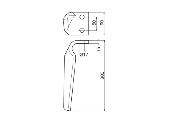 Ząb brony lewy (F) 90X15X300 EA50 UNIV. - ZAMIENNIK - 27100210 - Maschio Gaspardo
