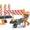 Zabawka figurka - Zestaw akcesoriów do robót drogowych z figurką pracownika budowlanego - 62000 - BRUDER