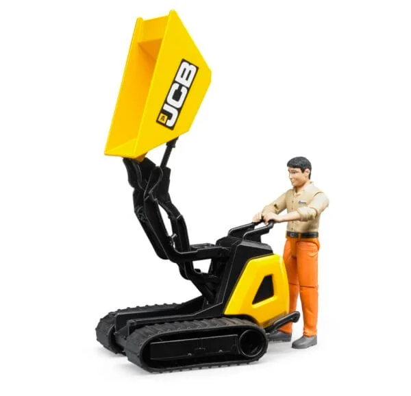 Miniwywrotka gąsienicowa JCB HTD 5 z figurką pracownika budowlanego - 62004 - BRUDER