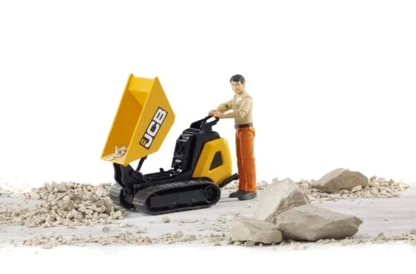 Miniwywrotka gąsienicowa JCB HTD 5 z figurką pracownika budowlanego - 62004 - BRUDER