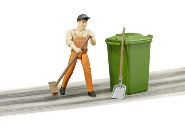 Figurka pracownika oczyszczania miasta z akcesoriami - 62140 - BRUDER