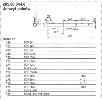 Rura zgrabiarki D = 500 mm - 265.60.044.0 - POTTINGER