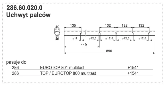 Rura zgrabiarki 40x890 mm - 286.60.020.0 - POTTINGER