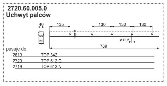 Rura zgrabiarki 40x789 mm - 2720.60.005.0 - POTTINGER