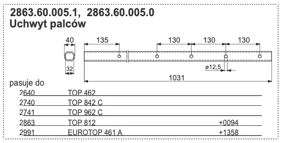 Rura zgrabiarki 40x1031 mm - 2863.60.005.1 - POTTINGER
