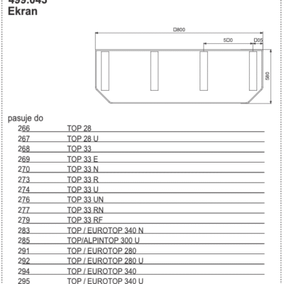 Ekran 1800x580 mm - 499.043 - POTTINGER