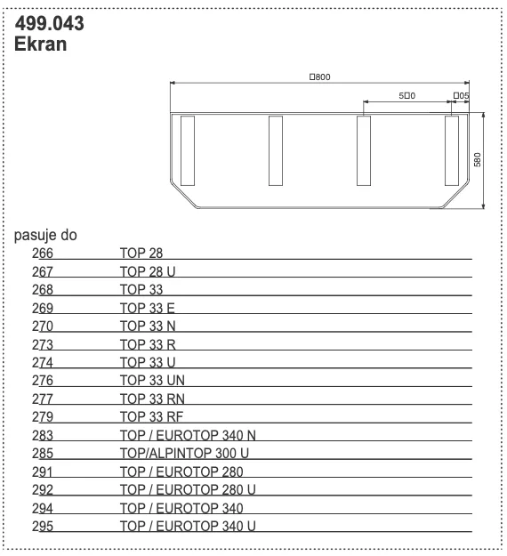 Ekran 1800x580 mm - 499.043 - POTTINGER