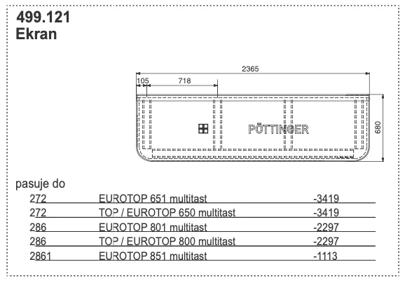Ekran 2365x680 mm - 499.121 - POTTINGER