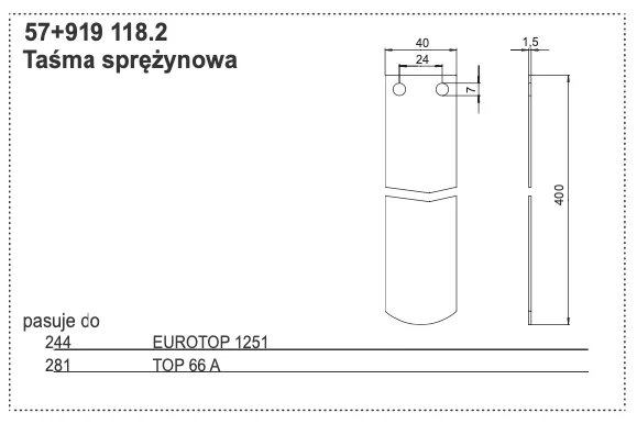 Taśma sprężynowa plandeki - Resor piórowy - 57+919 118.2 - Pottinger